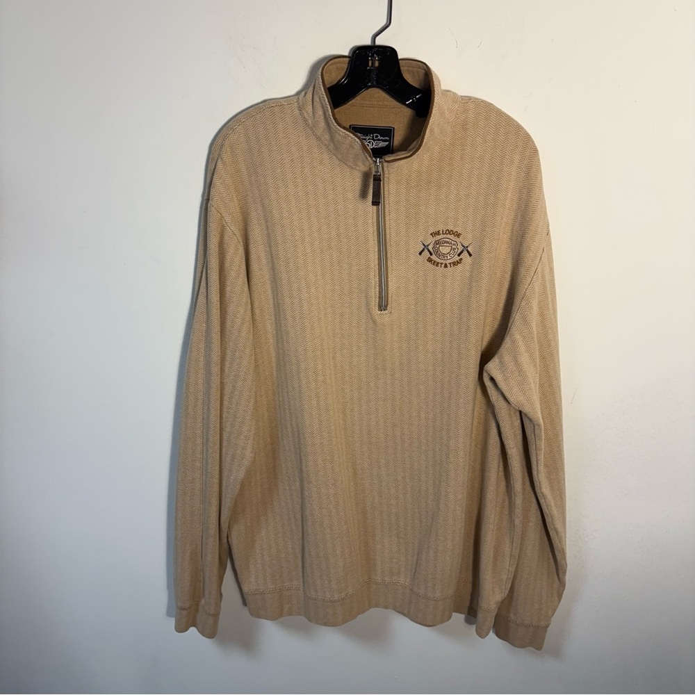 Straight Down Men's Tan Sweater Cotton Pullover 1/4 Zip XL